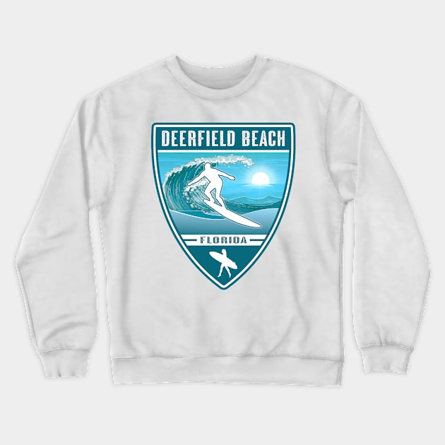 Surf Deerfield Beach Florida Crewneck Sweatshirt by Jared S Davies